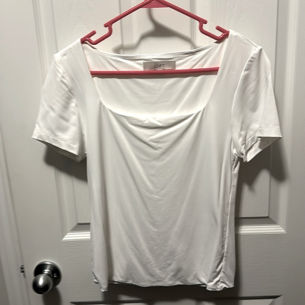 LOFT white square neck top